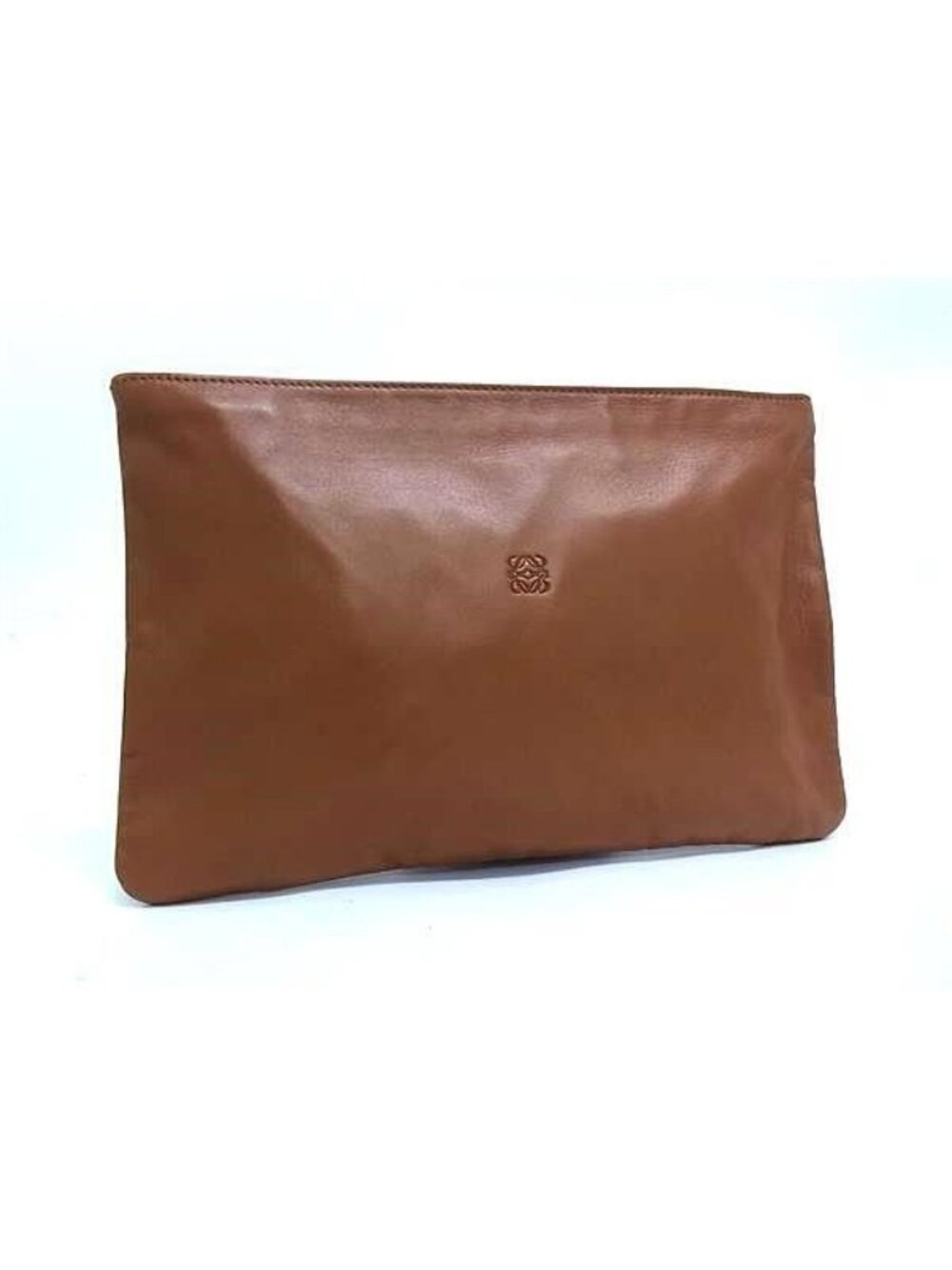 Loewe Pouch Anagram Brown Nappa Leather Multi Makeup Clutch Gold
